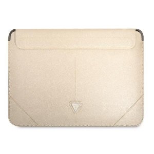 Guess Sleeve GUCS16PSATLE 16 beżowy /beige Saffiano Triangle Logo