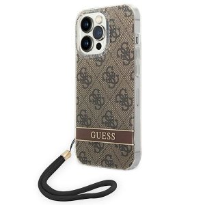 Guess GUOHCP14XH4STW iPhone 14 Pro Max 6,7 brązowy/brown hardcase 4G Print Strap