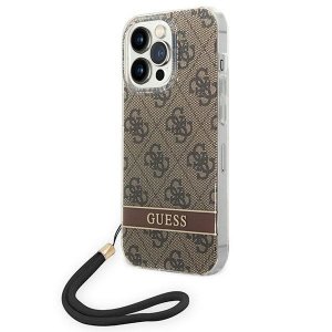 Guess GUOHCP14XH4STW iPhone 14 ProMax 6,7 brązowy/brown hardcase 4G Print Strap