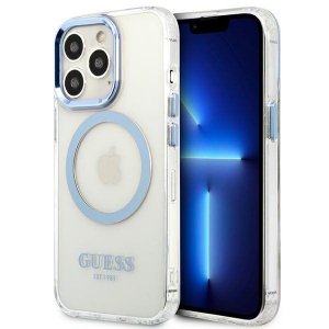 Guess GUHMP13XHTRMB iPhone 13 Pro Max 6,7 niebieski/blue hard case Metal Outline Magsafe
