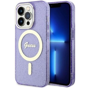 Guess GUHMP14XHCMCGU iPhone 14 Pro Max 6.7 purpurowy/purple hardcase Glitter Gold MagSafe