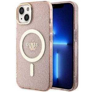 Guess GUHMP14MHCMCGP iPhone 14 Plus / 15 Plus 6.7 różowy/pink hardcase Glitter Gold MagSafe
