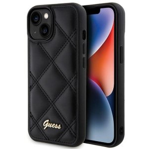 Guess GUHCP15SPSQSQSK iPhone 15 / 14 / 13 6.1 czarny/black hardcase Quilted Metal Logo