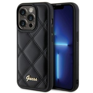 Guess GUHCP15LPSQSQSK iPhone 15 Pro 6.1 czarny/black hardcase Quilted Metal Logo