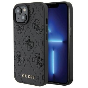 Guess GUHCP15SP4EPMK iPhone 15 / 14 / 13 6.1 czarny/black hardcase Leather 4G Stamped