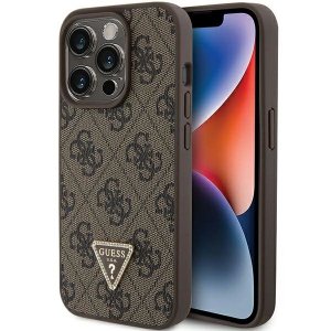 Guess GUHCP15XP4TDPW iPhone 15 Pro Max 6.7 brązowy/brown hardcase Leather 4G Triangle Strass