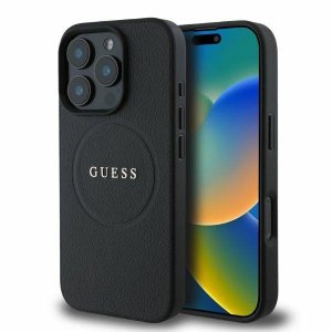 Guess GUHMP16LPGHSMMK iPhone 16 Pro 6.3 czarny/black hardcase Grained Ring MagSafe