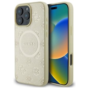 Guess GUHMP16XPSAPSMED iPhone 16 Pro Max6.9 złoty/gold hardcase Saffiano Peony Classic Logo MagSafe