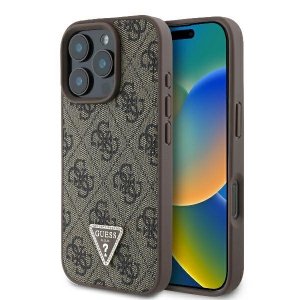 Guess GUHCP16XP4TDPW iPhone 16 Pro Max6.9 brązowy/brown hardcase Leather 4G Triangle Strass
