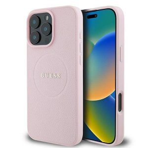 Guess GUHMP16LPGHSMMP iPhone 16 Pro 6.3 różowy/pink hardcase Grained Ring MagSafe