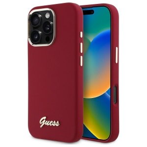Guess GUHCP16LSMBSLM iPhone 16 Pro6.3 magenta hardcase Silicone Script Metal Logo
