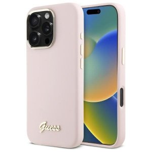 Guess GUHCP16XSMBSLP iPhone 16 Pro Max6.9 różowy/pink hardcase Silicone Script Metal Logo & Frame
