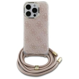 Guess GUHCP16SHC4SEP iPhone 16 6.1      różowy/pink hardcase Crossbody Cord 4G Print