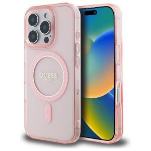 Guess GUHMP16XHFGEREP iPhone 16 Pro Max  6.9 różowy/pink hardcase IML Glitter Circle MagSafe