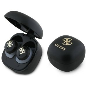 Guess słuchawki Bluetooth GUTWSJ144ESK   TWS + stacja dokująca czarny/black Iridescent 4G Printed Logo