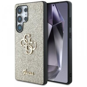 Etui Guess Fixed Glitter Big 4G Metal    Logo do Samsung Galaxy S25 Ultra złoty
