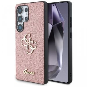 Etui Guess Fixed Glitter Big 4G Metal    Logo do Samsung Galaxy S25 Ultra różowy