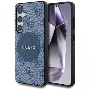 Etui Guess 4G Round Patch Classic Logo   MagSafe do Samsung Galaxy S25+ niebieski