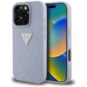 Etui Guess Hot Stamp 4G Pattern Triangle Metal Logo do iPhone 16 Pro fioletowy