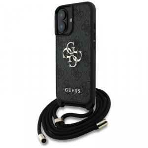 Etui Guess 4G Big Logo Cord Stap         Crossbody do iPhone 16 Plus czarny