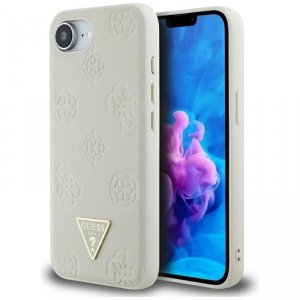 Etui Guess Grained Hot Stamp Peony       Triangle Logo MagSafe do iPhone 16e beżowy