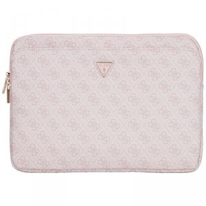 Torba Guess Sleeve 14 4G Zipper Pocket  Triangle Logo różowy