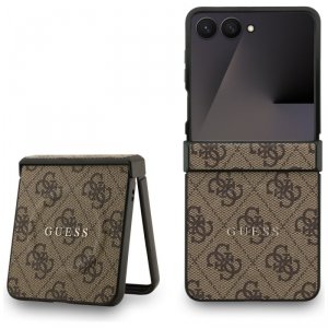 Etui Guess 4G Classic MagSafe do Samsung Galaxy Z Flip7 brązowy