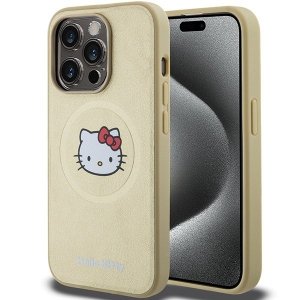 Hello Kitty HKHMP15LPGHCKD iPhone 15 Pro6.1 złoty/gold hardcase Leather Kitty Head MagSafe