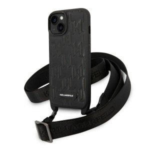 Karl Lagerfeld KLHCP14SSTMMK iPhone 14 / 15 / 13 6,1 hardcase czarny/black Monogram Plaque Logo Strap