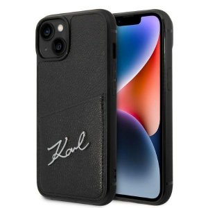 Karl Lagerfeld KLHCP14SCSSK iPhone 14 / 15 / 13 6,1 hardcase czarny/black Signature Logo Cardslot