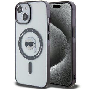 Karl Lagerfeld KLHMP15SHKHNOTK iPhone 15 6.1 transparent hardcase IML Karl`s Head MagSafe