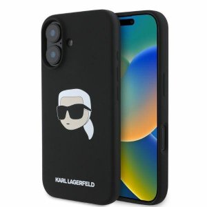 Karl Lagerfeld KLHMP16SSKHPPLK iPhone 16 6.1 czarny/black hardcase Silicone Karl Head Print MagSafe