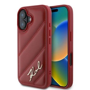 Karl Lagerfeld KLHCP16SPQDSMGR iPhone16 6.1 czerwony/red hardcase Quilted Signature