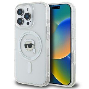 Karl Lagerfeld KLHMP16LHLSKIH iPhone16 Pro 6.3 biały/white hardcase IML Metal Karl Head MagSafe