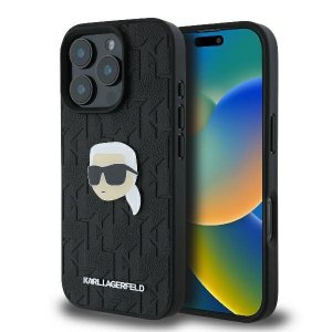 Karl Lagerfeld KLHCP16LPGKLKIPK iPhone16 Pro 6.3 czarny/black hardcase Monogram Karl Head Pin