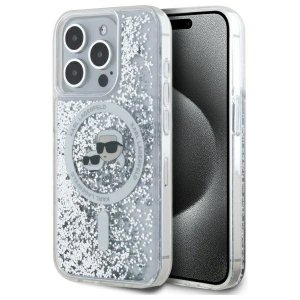 Karl Lagerfeld KLHMP15LLGKCSGH iPhone15 Pro 6.1 hardcase transparent Liquid Glitter Karl&Choupette Head Magsafe