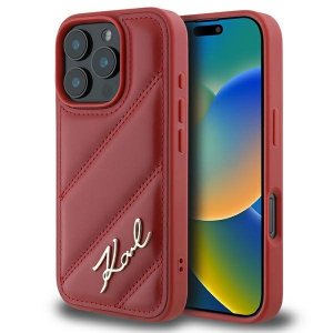 Karl Lagerfeld KLHCP16LPQDSMGR iPhone16 Pro 6.3 czerwony/red hardcase Quilted Signature