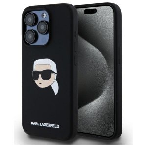 Karl Lagerfeld KLHMP15LSKHPPLK iPhone 15 Pro 6.1 czarny/black hardcase Silicone Karl Head Print MagSafe
