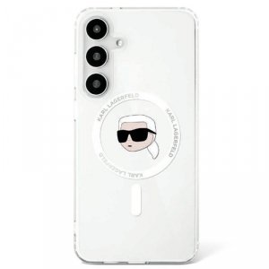 Etui Karl Lagerfeld Button Karl Head     Printed Logo MagSafe do Samsung Galaxy S25 biały