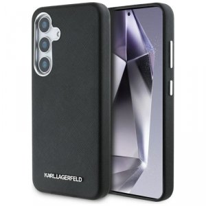 Etui Karl Lagerfeld Saffiano Full        Wrapped Elongated Metal Logo MagSafe do Samsung Galaxy S25 czarny