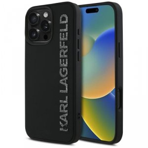 Etui Karl Lagerfeld HC 3D Rubber         Elongated Glitter do iPhone 16 Pro czarny