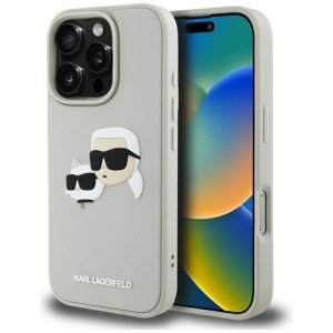 Etui Karl Lagerfeld HC 3D Rubber Double  Heads do iPhone 16 Pro Max beżowy