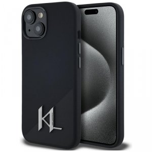 Etui Karl Lagerfeld Silicone Shadow      Metal Initial MagSafe do iPhone 15 czarny
