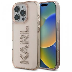 Etui Karl Lagerfeld IML Rhinestones Logo do iPhone 16 Pro Max różowy
