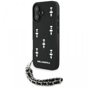 Etui Karl Lagerfeld Saffiano Crystals    w/Chain do iPhone 16 czarny