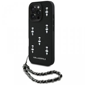 Etui Karl Lagerfeld Saffiano Crystals    w/Chain do iPhone 16 Pro Max czarny