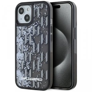 Etui Karl Lagerfeld Liquide Glitter      Monogram Gradient do iPhone 15 czarny