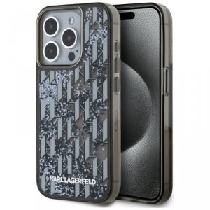 Etui Karl Lagerfeld Liquide Glitter      Monogram Gradient do iPhone 15 Pro Max czarny