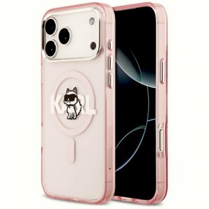 Etui Karl Lagerfeld IML Choupette Sketch Logo MagSafe do iPhone 17 Pro Max różowy 