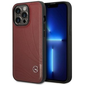 Mercedes MEHCP14L8ROLR iPhone 14 Pro 6.1 czerwony/red hardcase Leather Wave Patern
